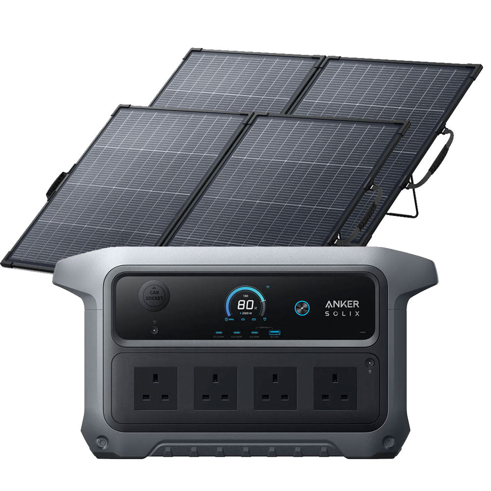 Anker Anker SOLIX C2000 Gen 2 Portable Battery Power Station 2048Wh With 2 x PS200 Bifacial Portable Solar Panel Total 400W