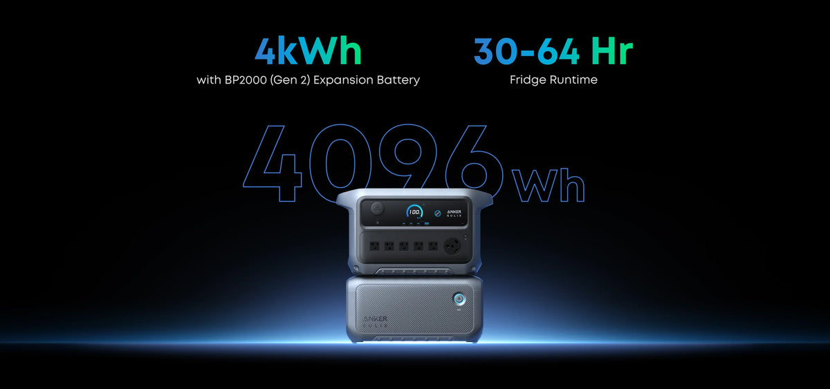 Anker SOLIX C2000 Gen 2 Portable Power Station 2048Wh With BP2000 Expansion Battery