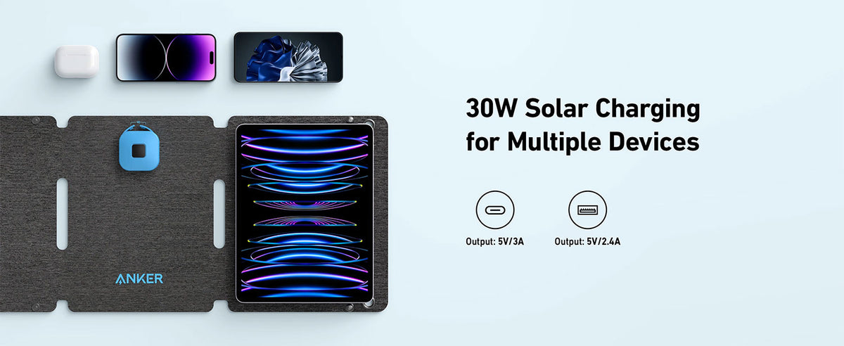 Anker SOLIX PS30 Portable Foldable 30W USB Output Solar Panel