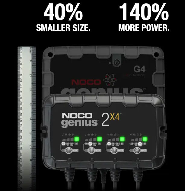 NOCO GENIUS2X4 Battery Maintainer + Battery Desulfator 4-Bank 8 Amp Smart Trickle Battery Charger