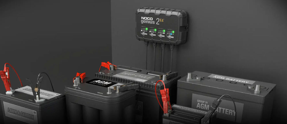 NOCO GENIUS2X4 Battery Maintainer + Battery Desulfator 4-Bank 8 Amp Smart Trickle Battery Charger