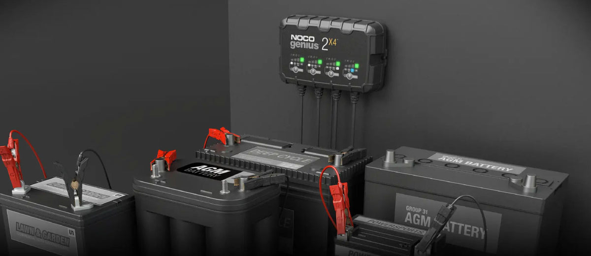 NOCO GENIUS2X4 Battery Maintainer + Battery Desulfator 4-Bank 8 Amp Smart Trickle Battery Charger