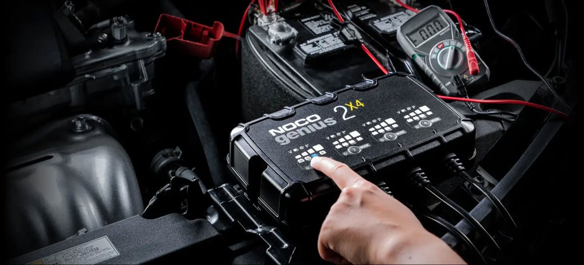 NOCO GENIUS2X4 Battery Maintainer + Battery Desulfator 4-Bank 8 Amp Smart Trickle Battery Charger