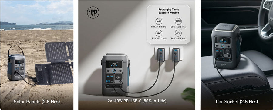Anker SOLIX C300X DC Portable Power Station With PS60 60W Foldable Solar Panel