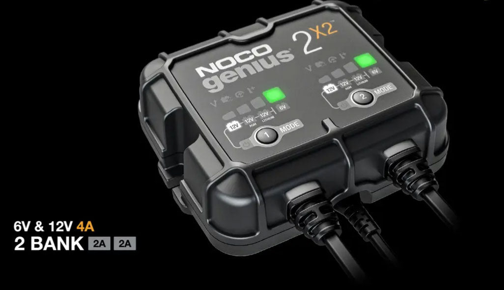 NOCO GENIUS2X2 Battery Maintainer 2-Bank 4-Amp Smart Trickle Battery Charger