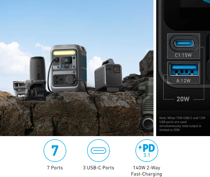Anker Solix C300 AC Portable Power Station 288WH 300W With PS100X 100W Solar Panel